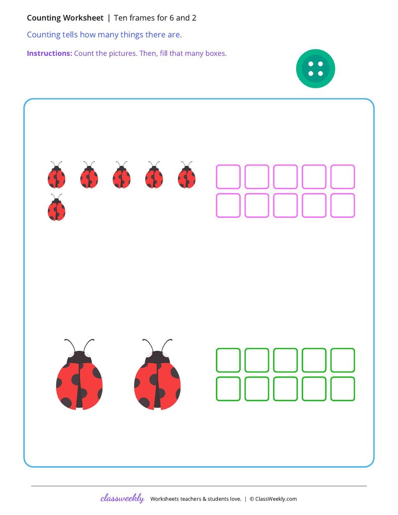 Ten frames for 6 and 2