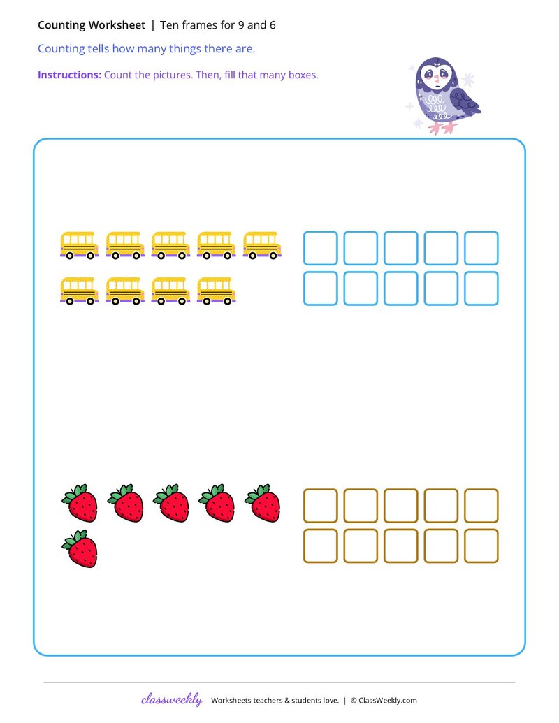 Ten frames for 9 and 6 - Set 2