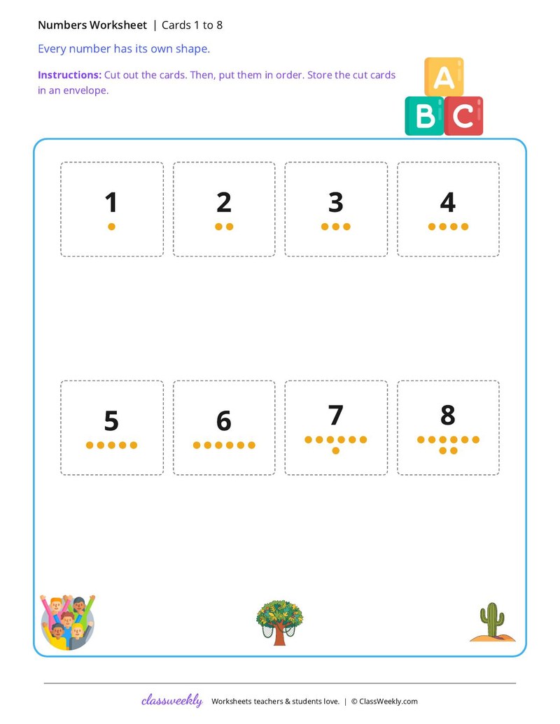 Cards 1 to 8