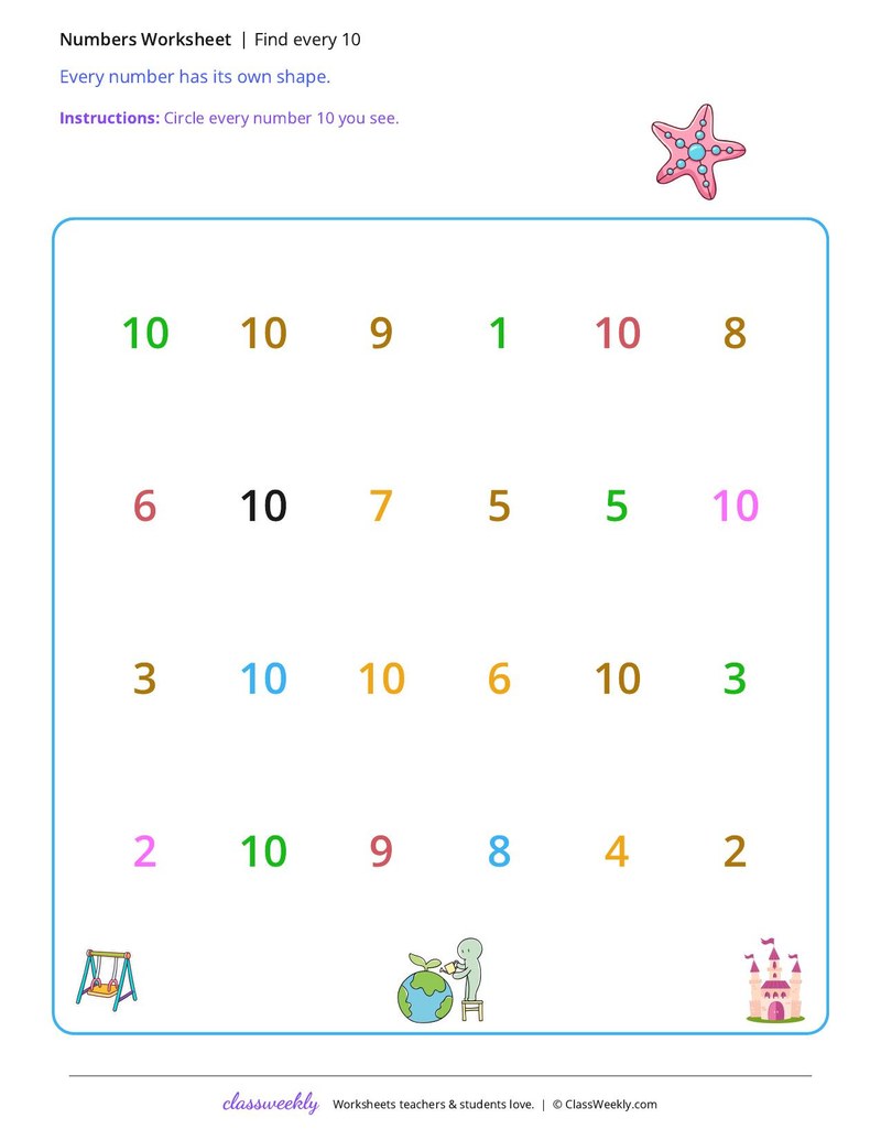 Find every 10 worksheet preview