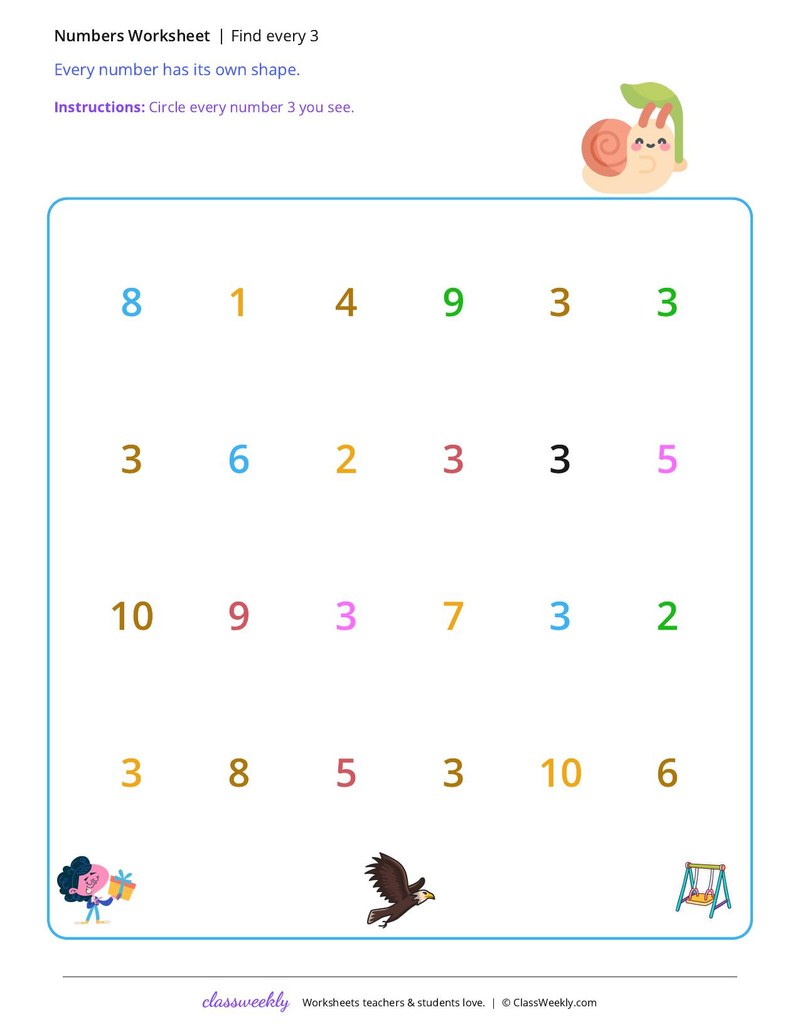 Find every 3 worksheet preview