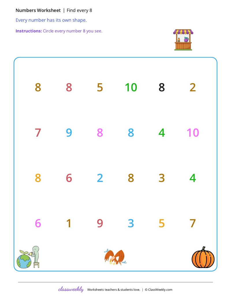Find every 8 worksheet preview