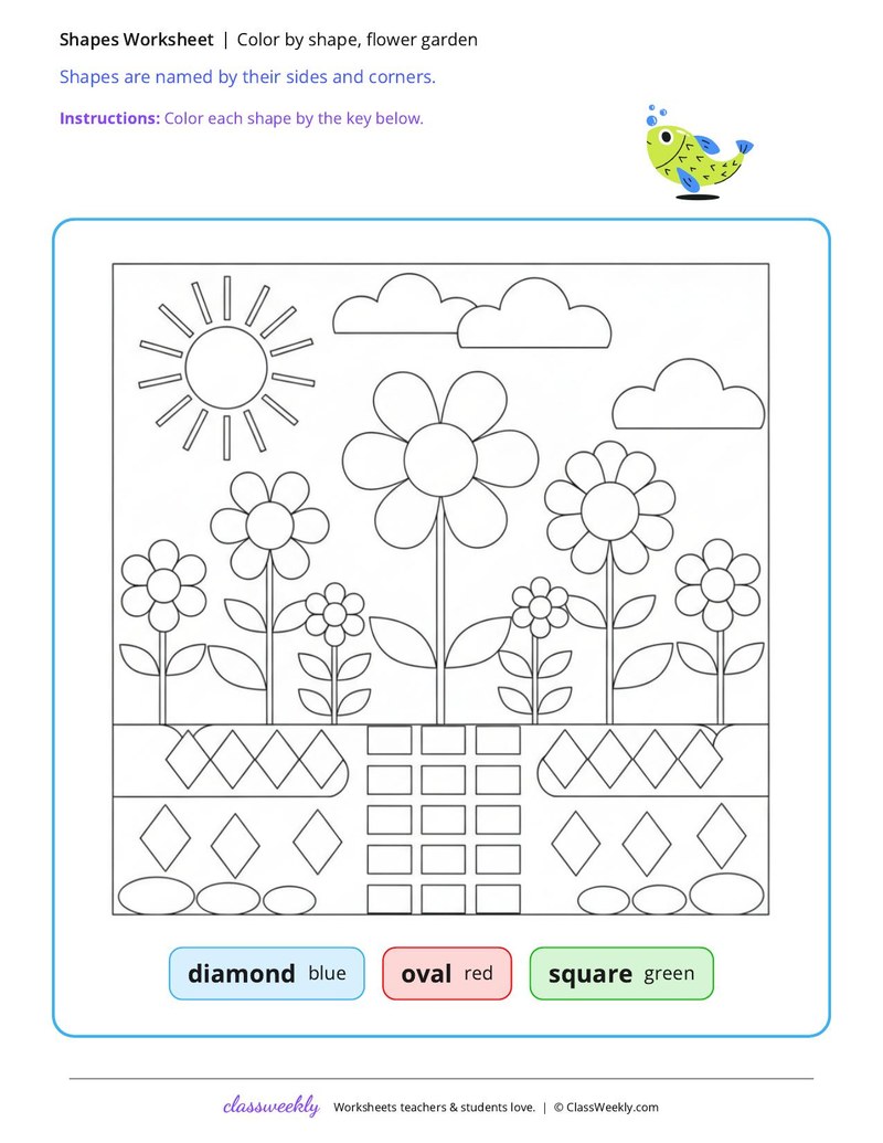 Color by shape, flower garden