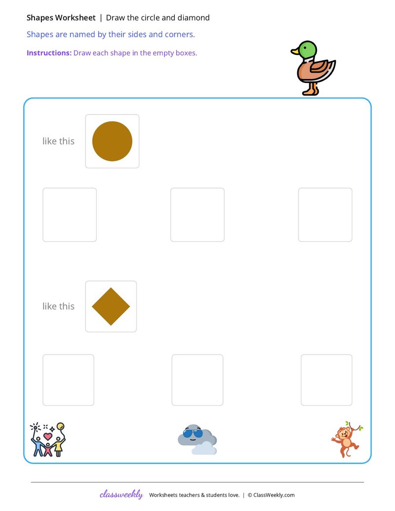 Draw the circle and diamond