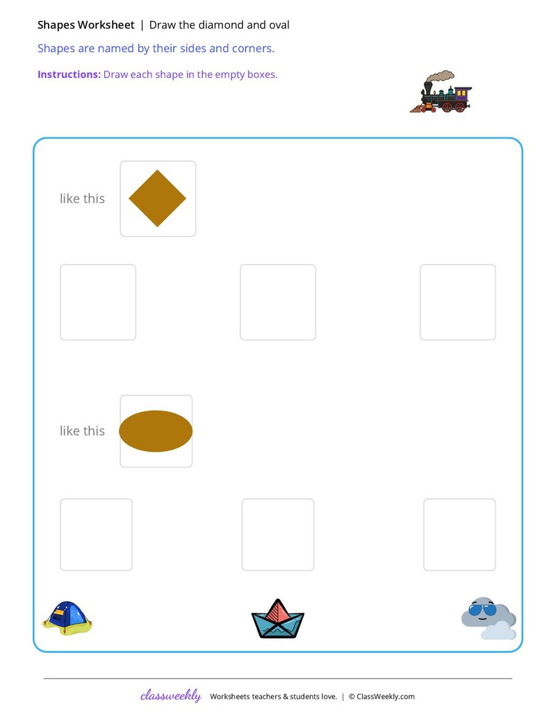 Draw the diamond and oval
