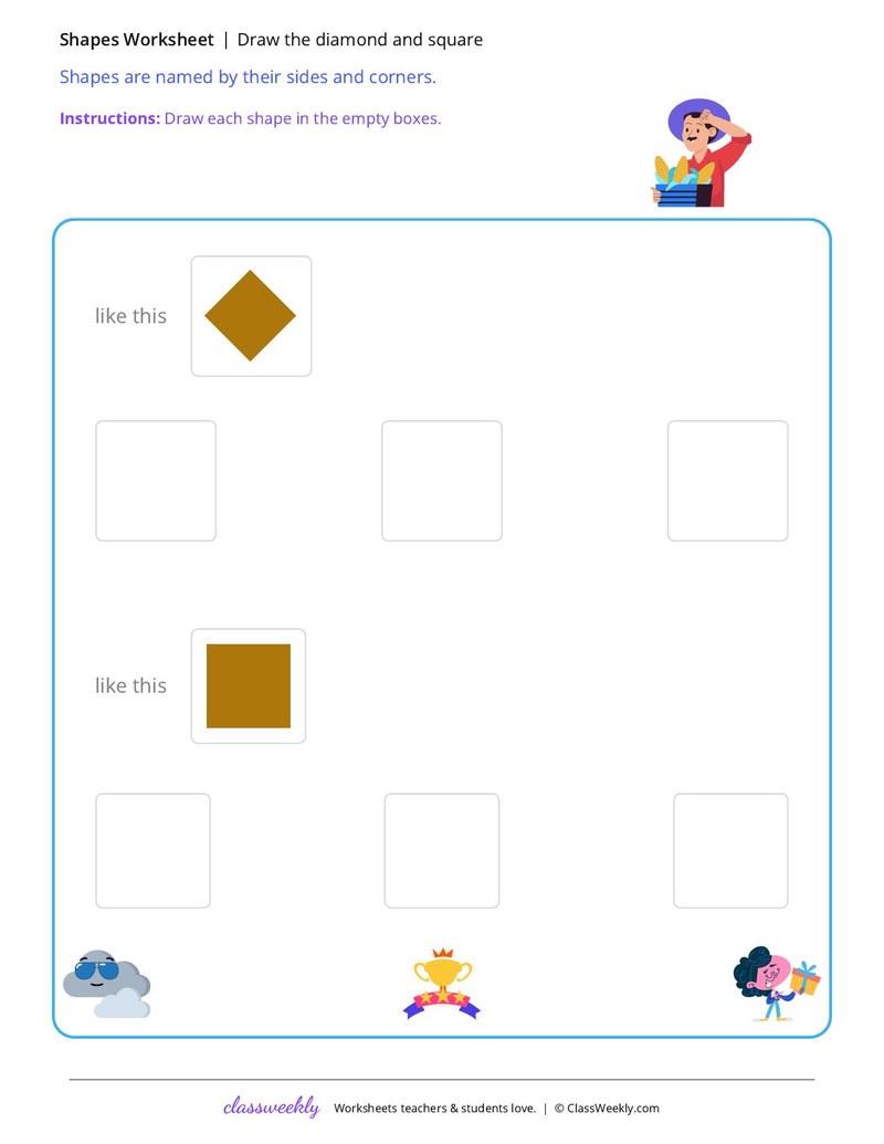 Draw the diamond and square