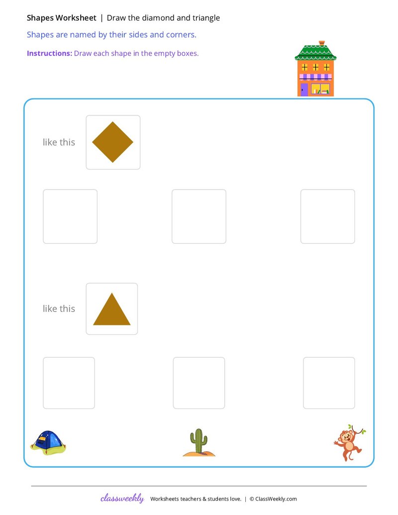 Draw the diamond and triangle