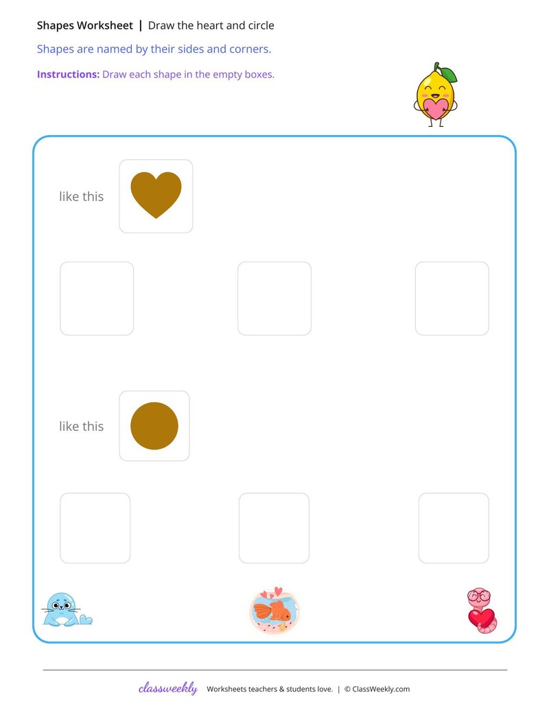 Draw the heart and circle