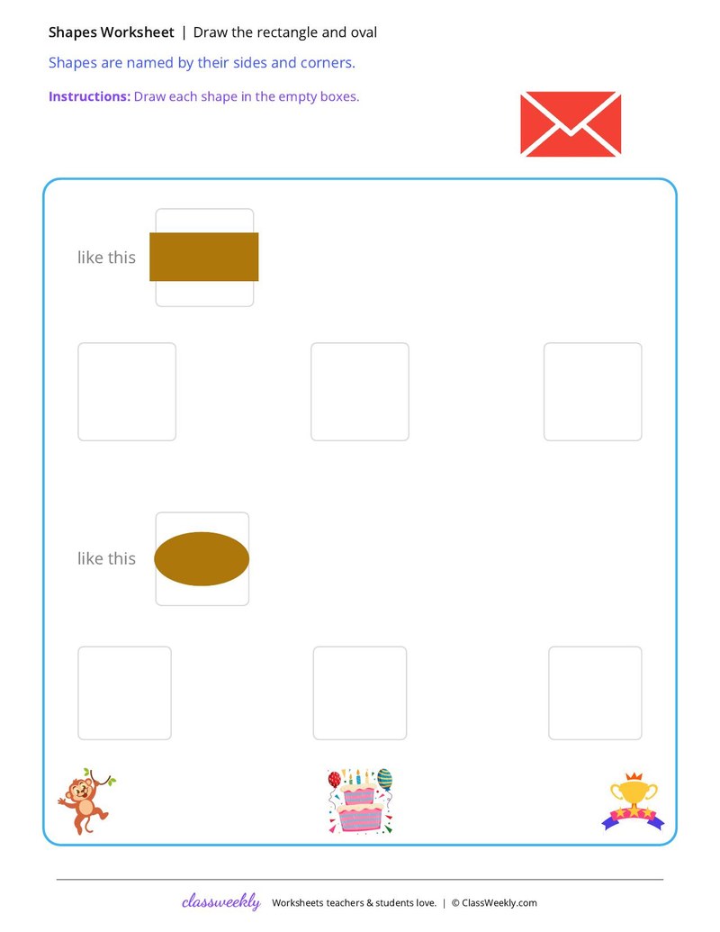 Draw the rectangle and oval