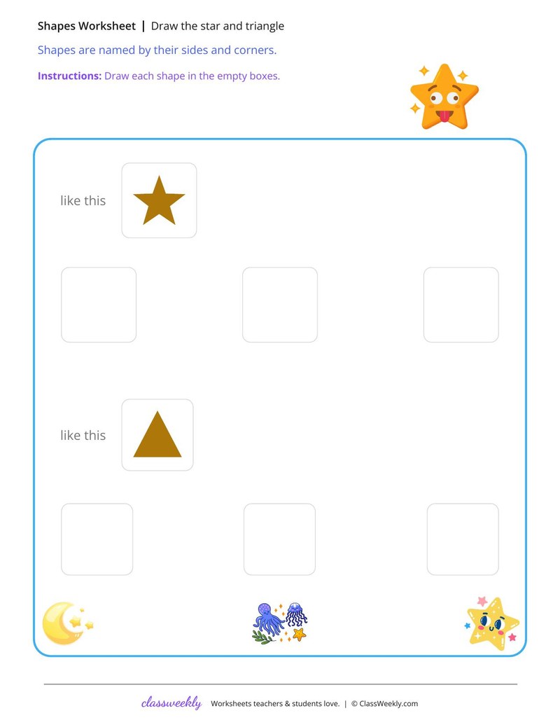 Draw the star and triangle