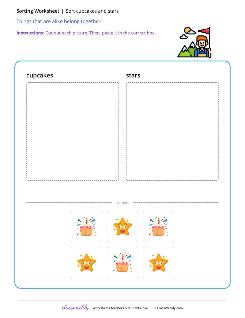 Sort cupcakes and stars