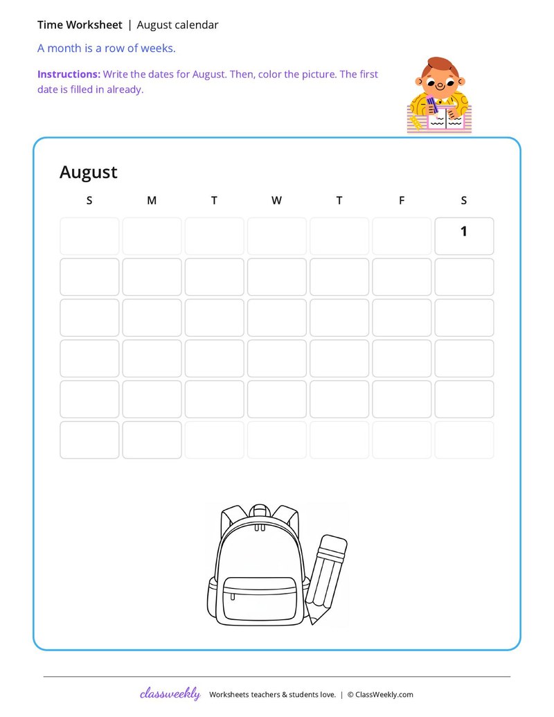 August calendar