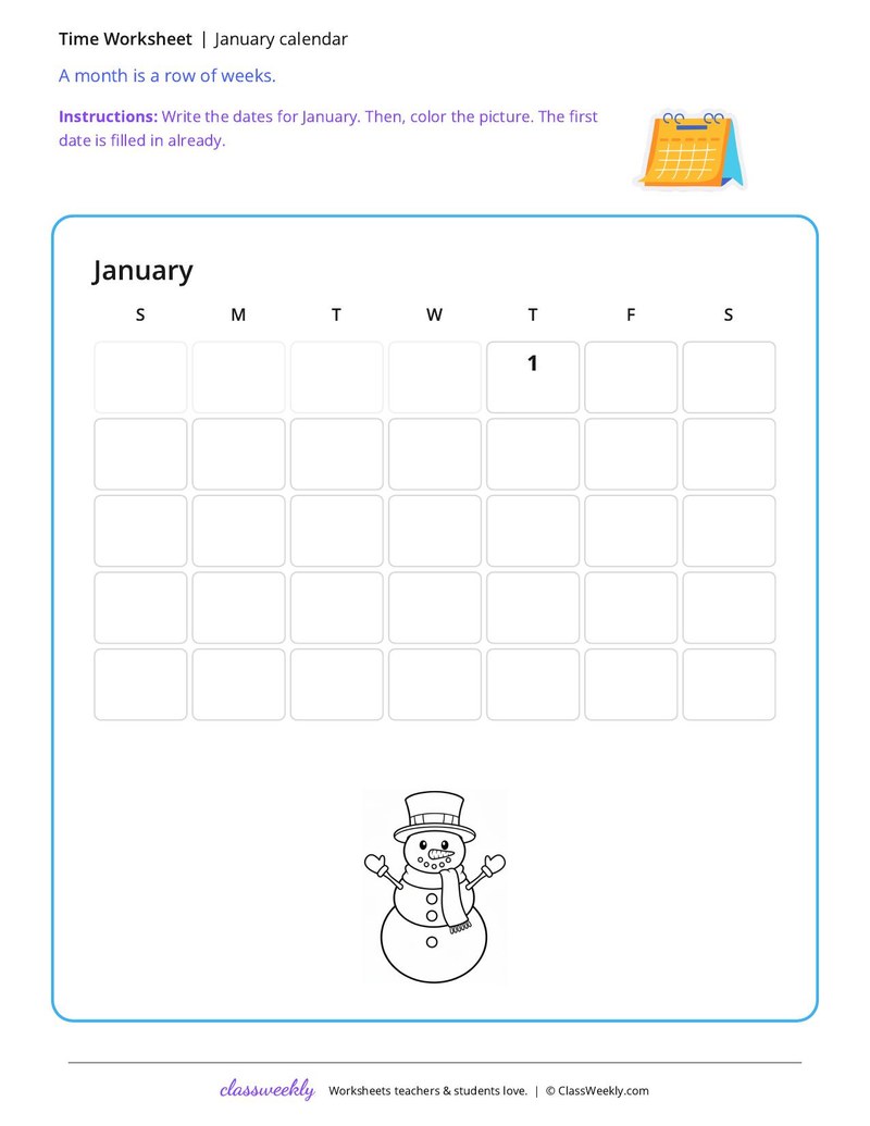 January calendar