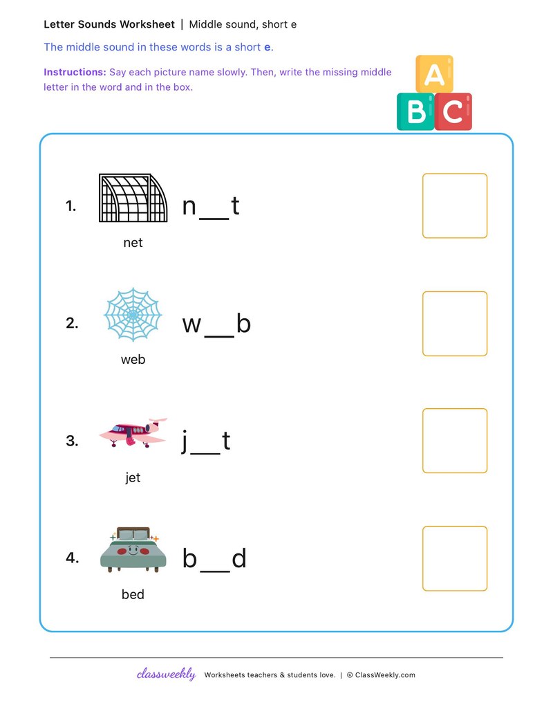 Short e, set 1