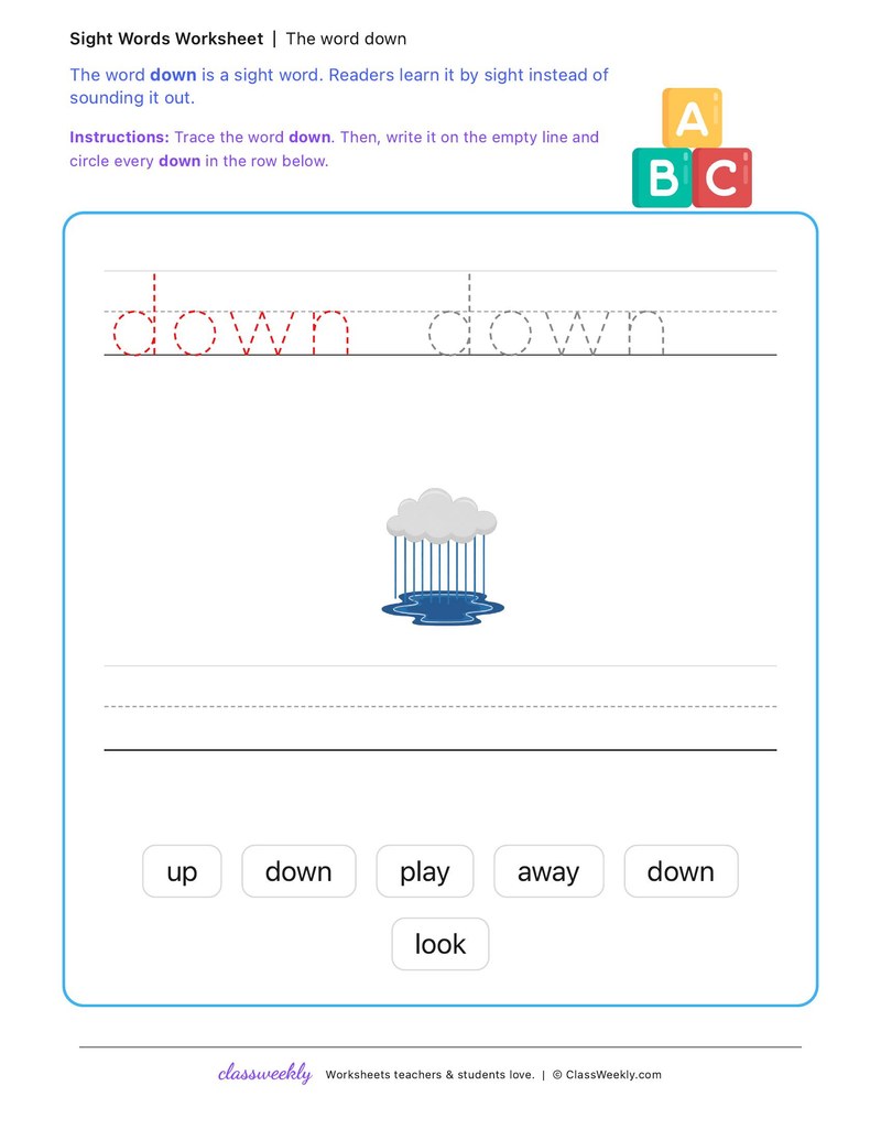 down
