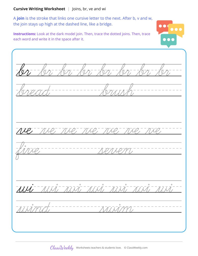 Cursive Joins, br, ve and wi