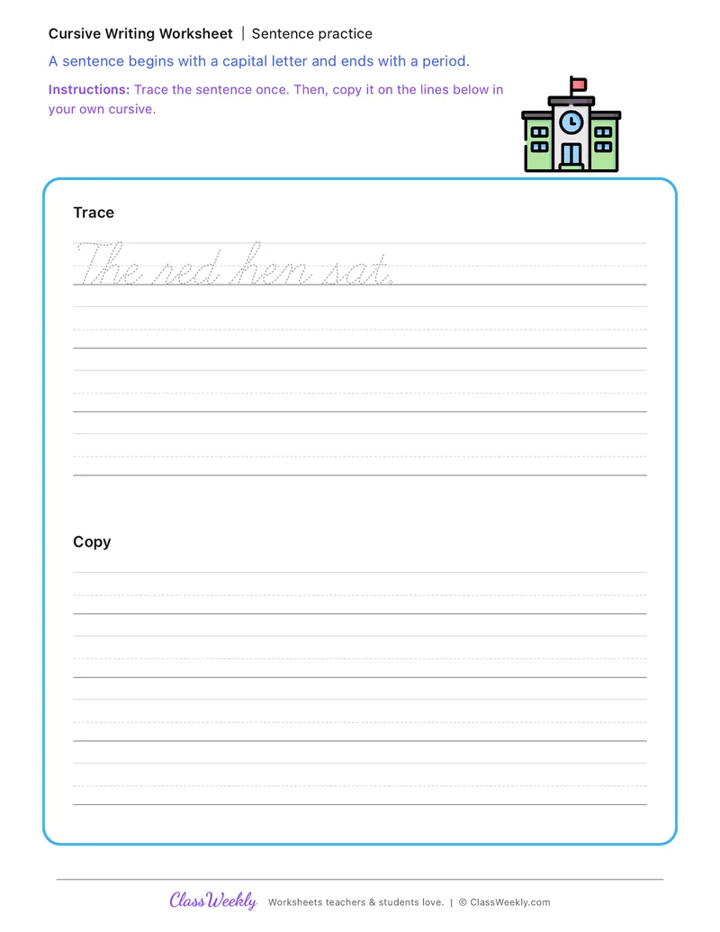 Sentence practice worksheet preview