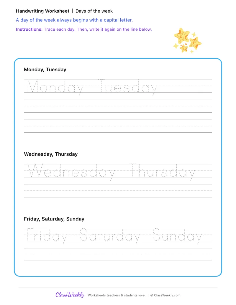Days of the week