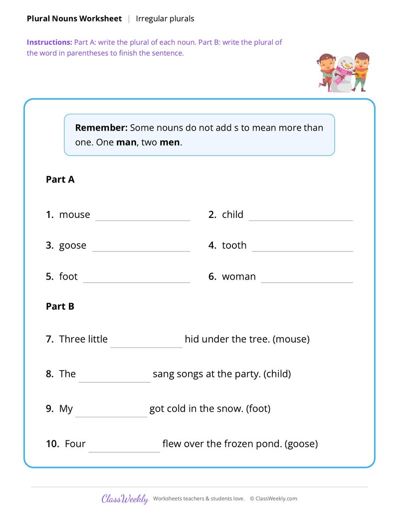 Irregular plural nouns - Christmas