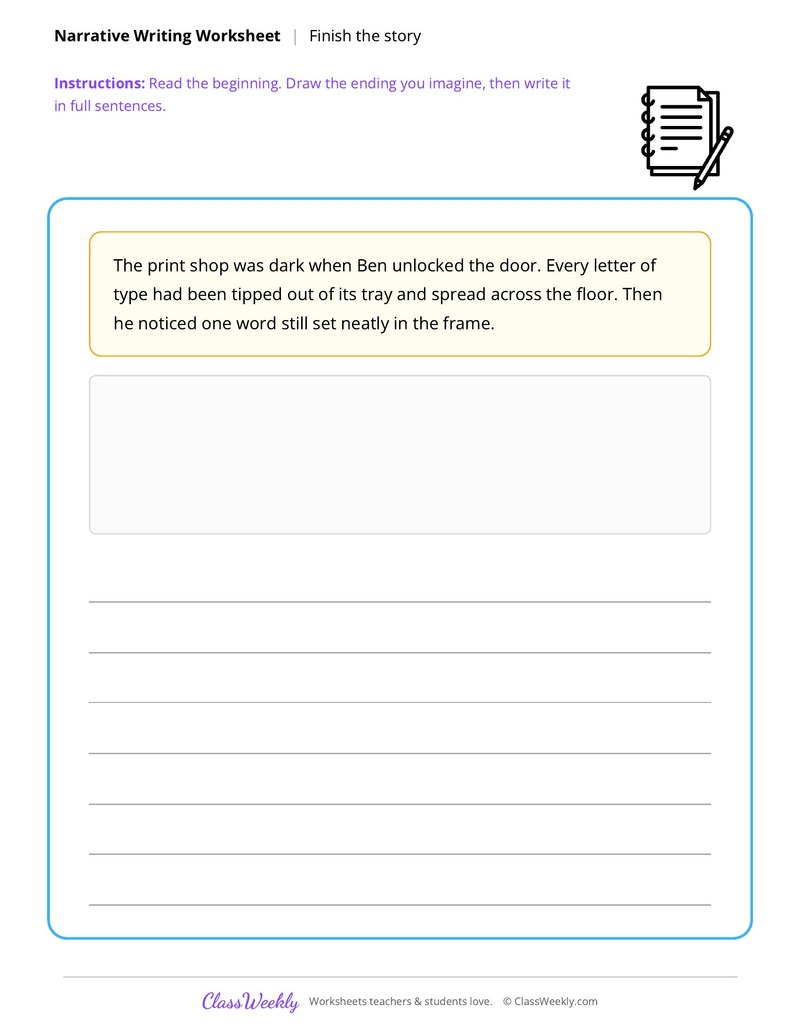 Finish the Story worksheet preview