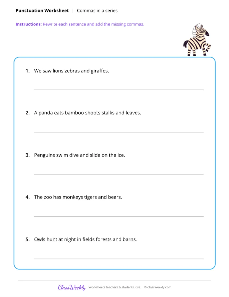 Punctuation - Commas in a Series
