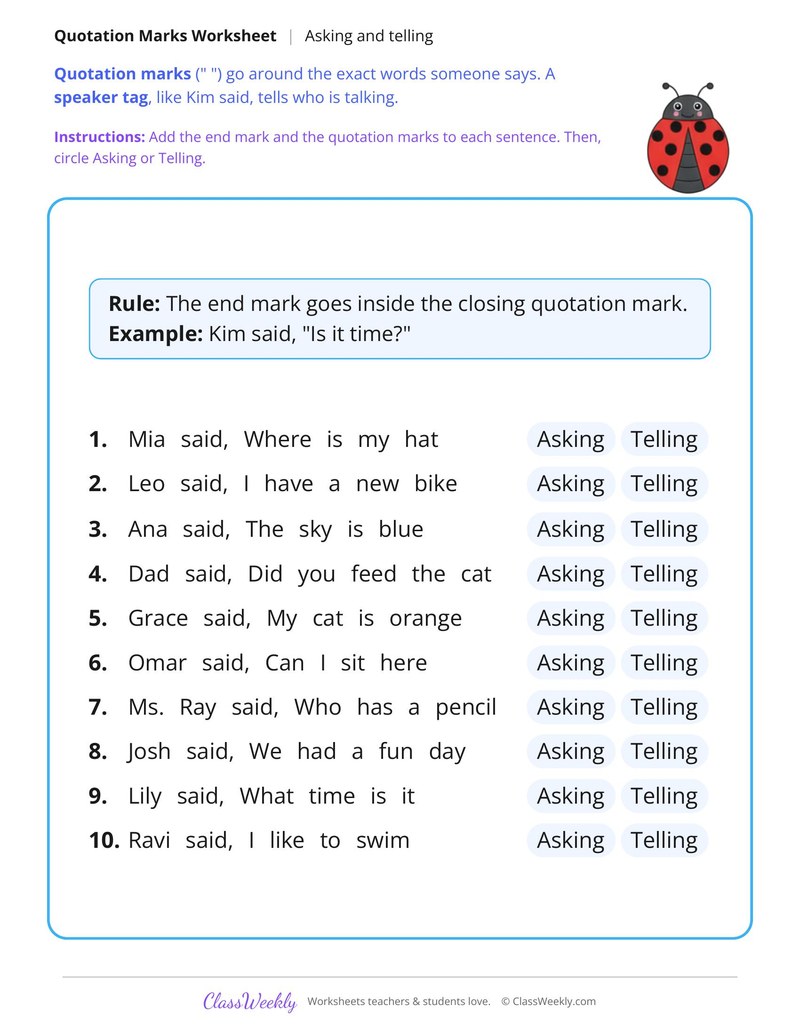 Asking and Telling in Quotation Marks