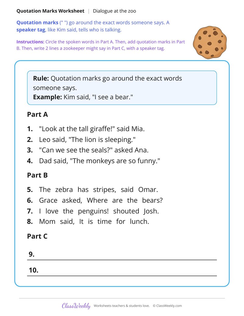 Quotation Marks Check In, Dialogue at the Zoo