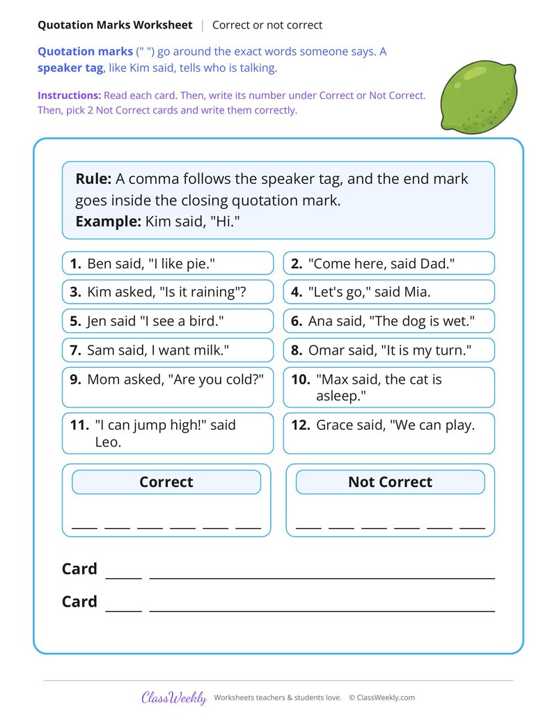Quotation Marks Sort, Correct or Not Correct