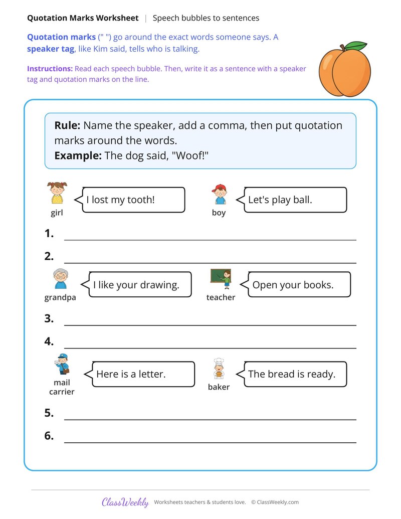 Turn Speech Bubbles Into Sentences With Quotation Marks