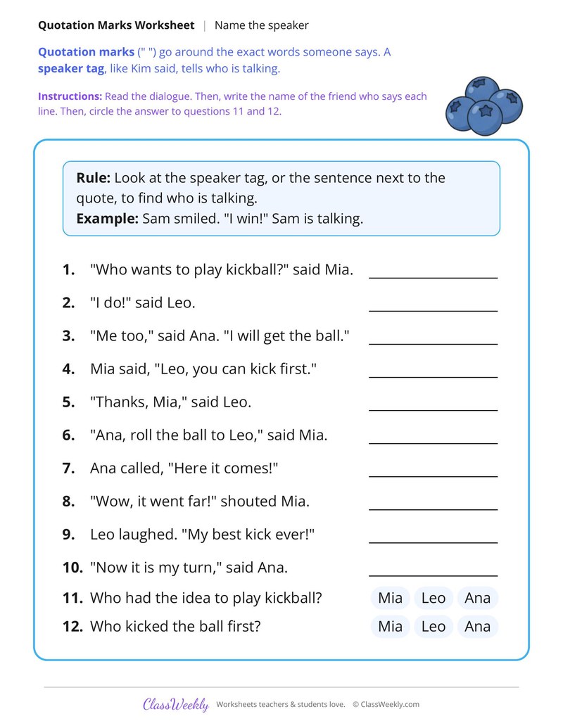Who Is Talking? Read the Dialogue and Name the Speaker
