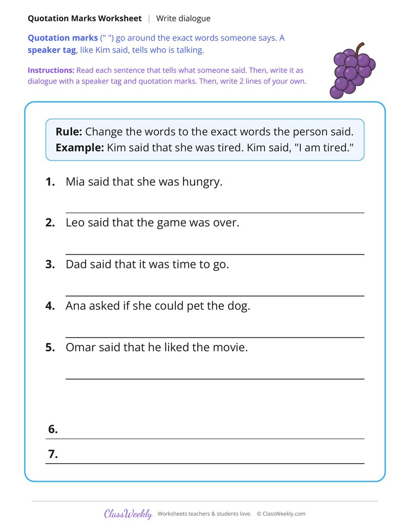 Write What the Character Says With Quotation Marks