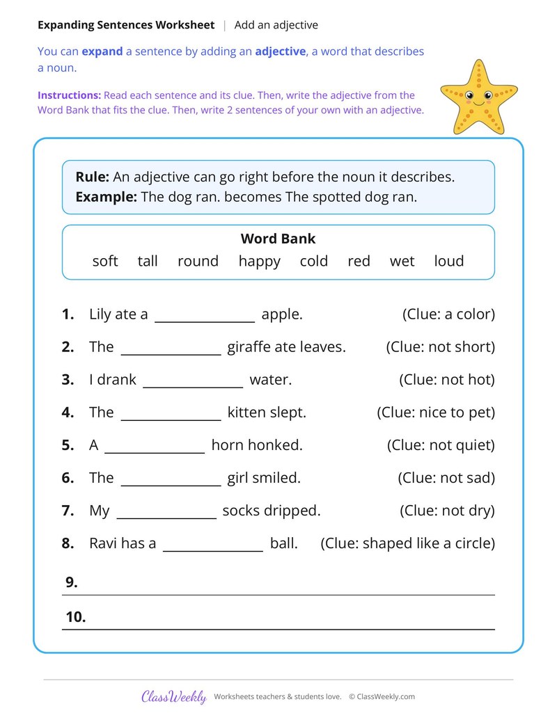 Add an Adjective to Expand the Sentence