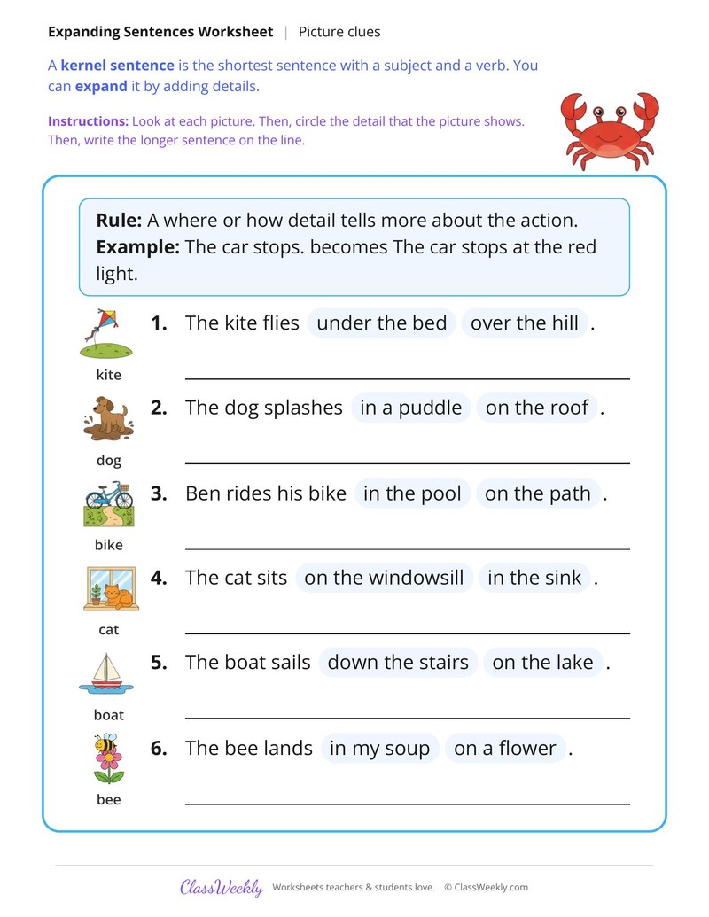 Expand Sentences With a Picture Clue