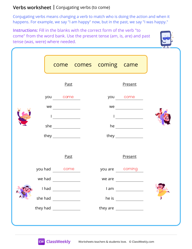 Conjugating verbs - To come