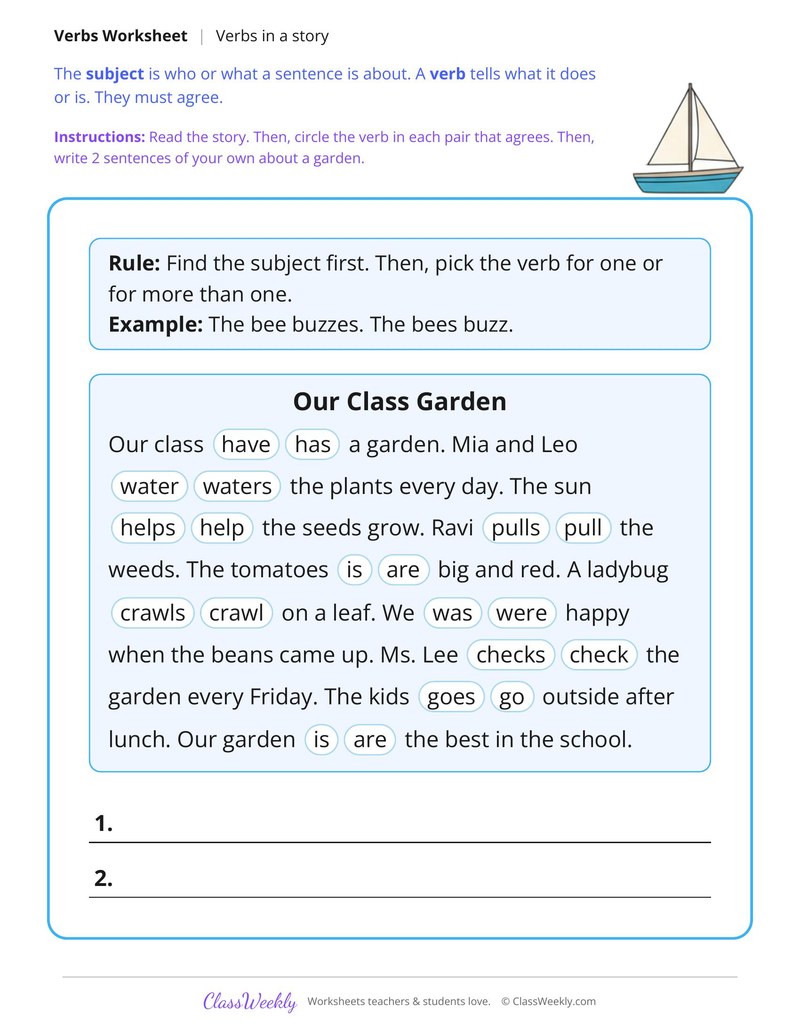 Choose the Verb That Agrees in a Story
