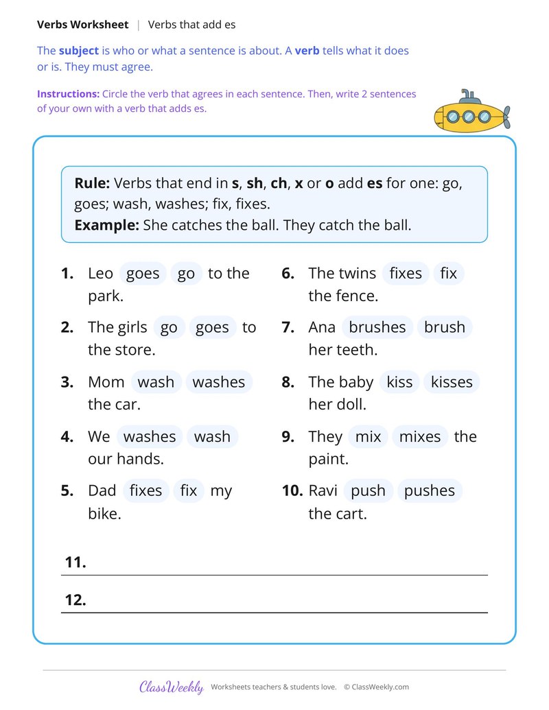 Goes or Go? Verbs That Change With the Subject