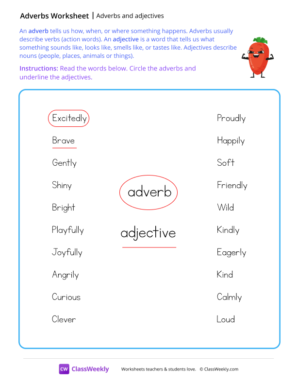 Adverbs and adjectives - Carrot