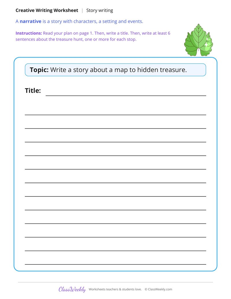 A Map to Hidden Treasure Story Writing - Page 2