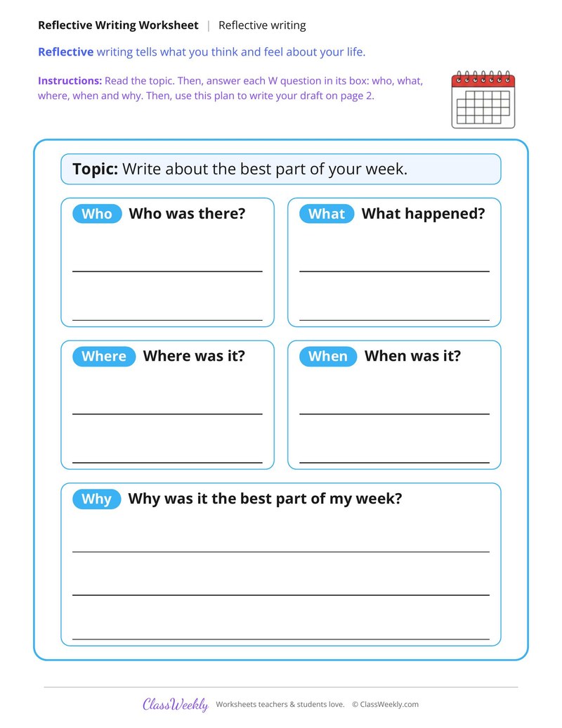 The Best Part of My Week Reflective Writing - Page 1