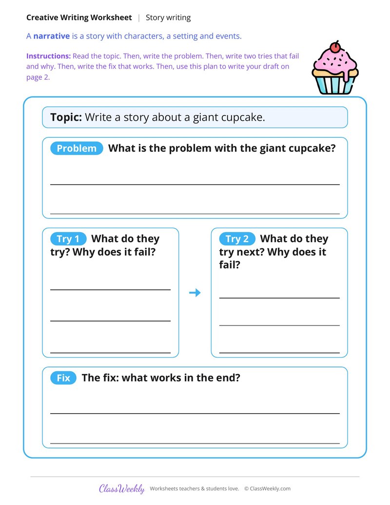 The Giant Cupcake Story Writing - Page 1