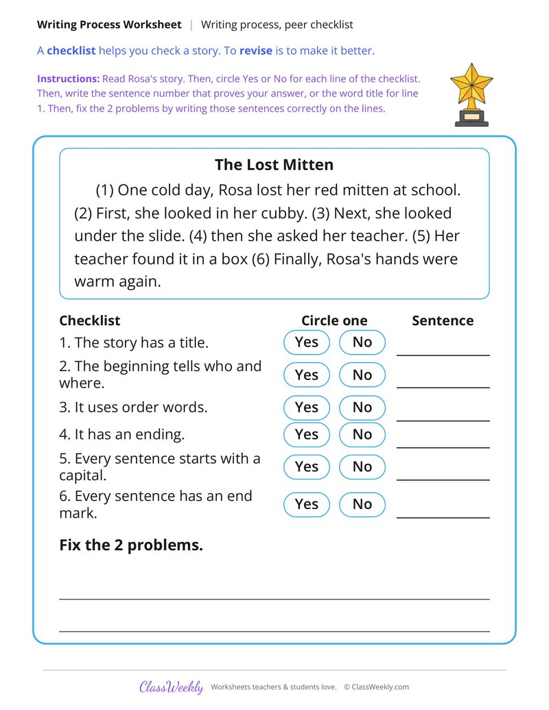 Check a Classmate's Story With a Checklist