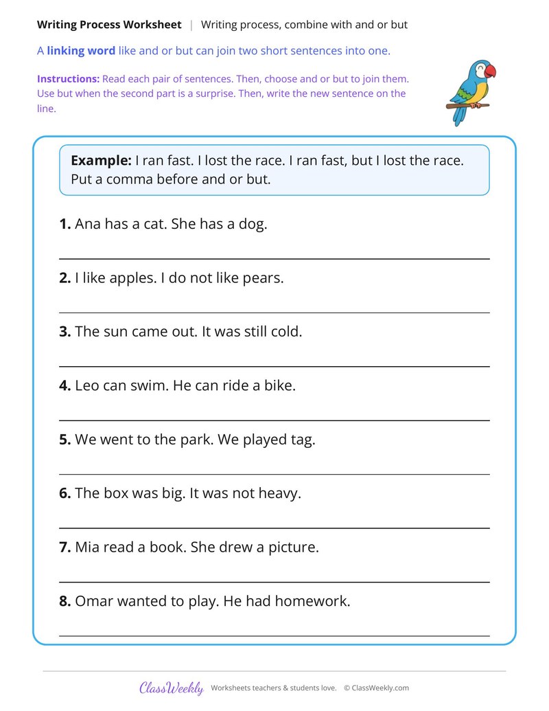 Combine Two Short Sentences With And or But