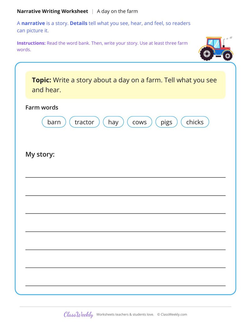 A Day on the Farm Narrative Writing