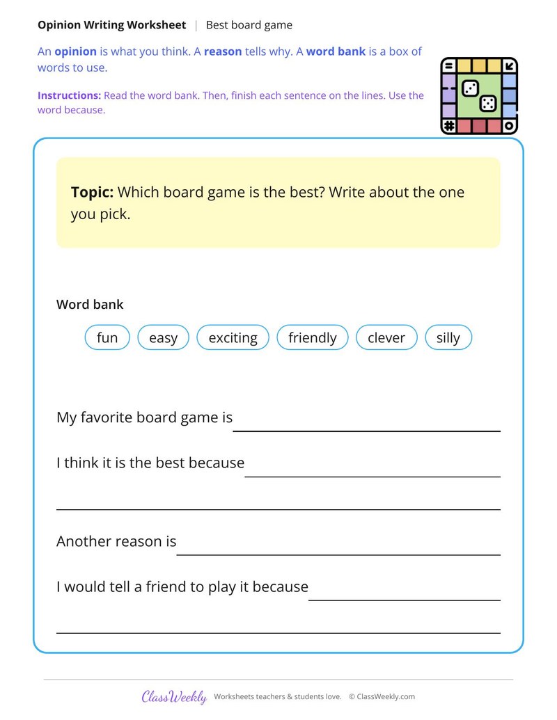 Best Board Game Opinion Writing