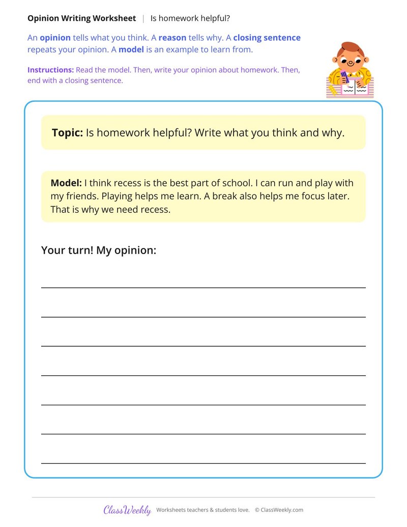 Is Homework Helpful Opinion Writing