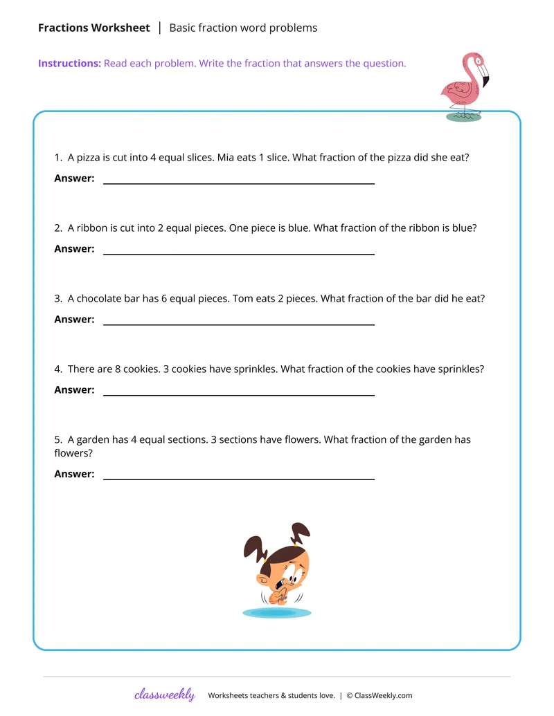 Basic fraction word problems
