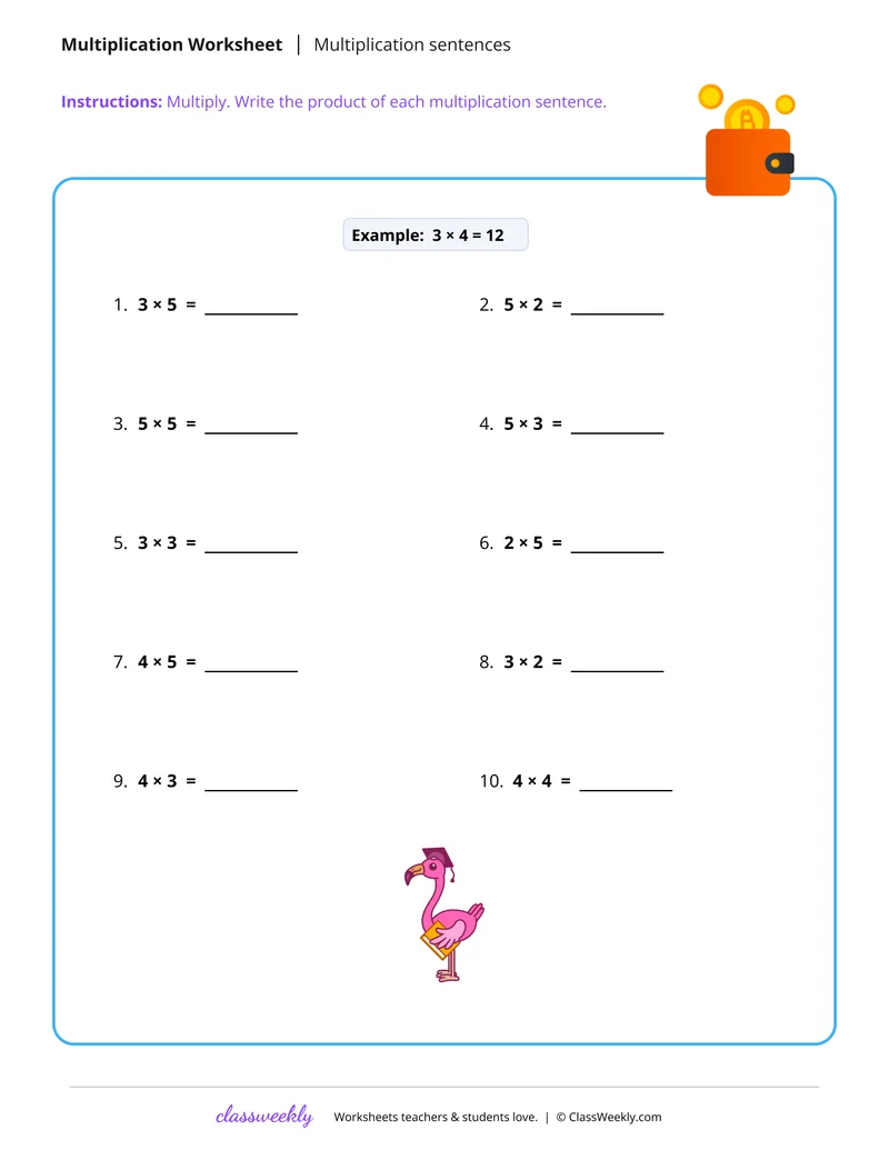 Multiplication sentences