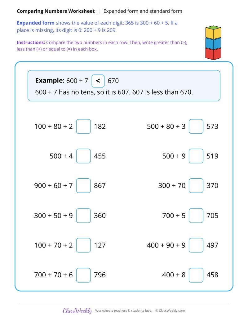 Compare Expanded Form and Standard Form