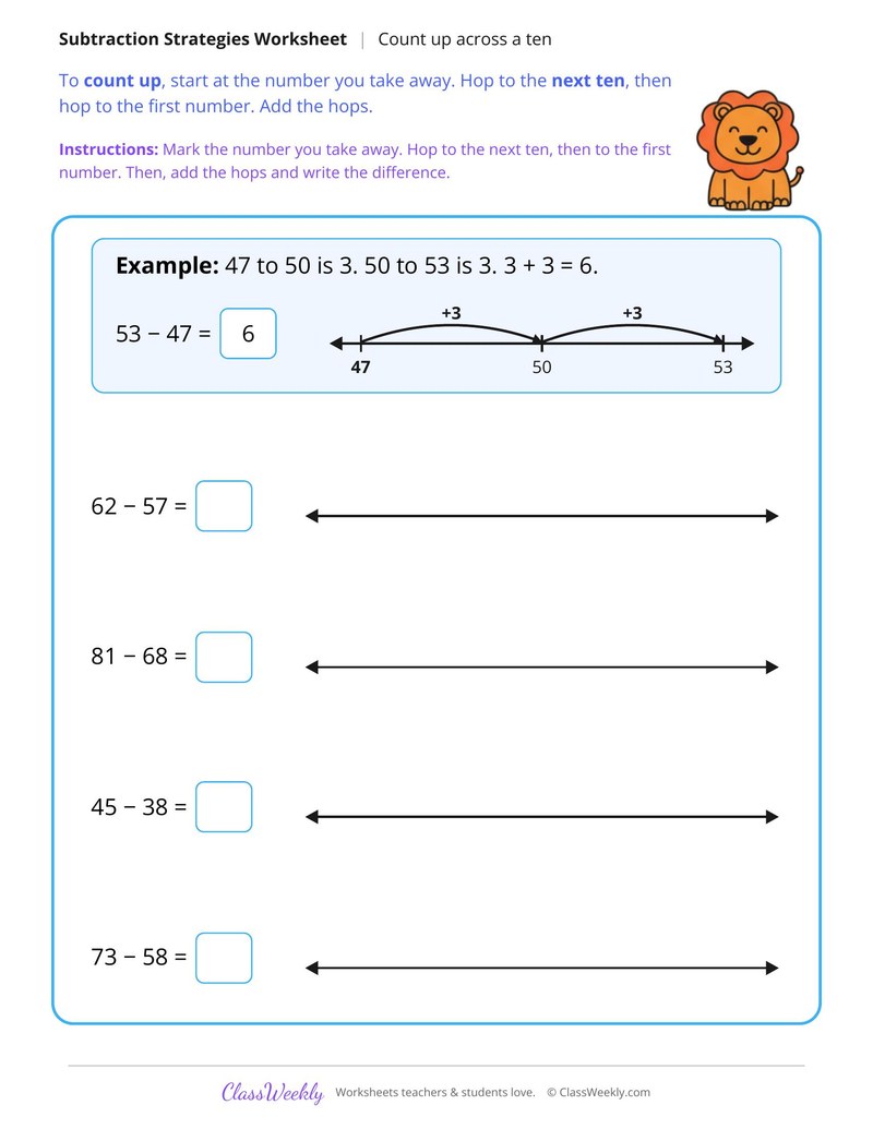 Count Up to Subtract Across a Ten