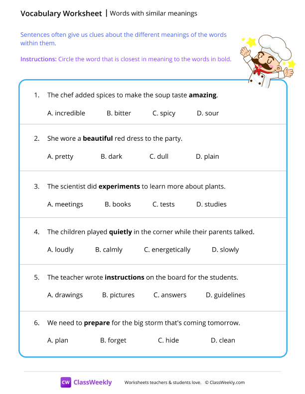 Words with similar meanings